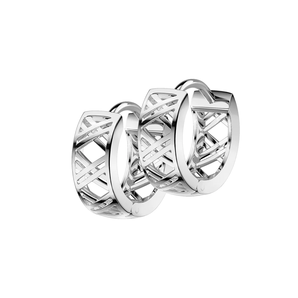 Pair of 316L Stainless Steel Hinged Hollow X Hoop Earrings - Image 3