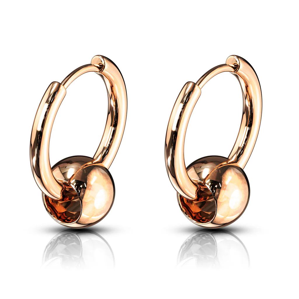 Pair of Captive Ball Hinge Action Seamless Hoop Earring Studs - Image 2