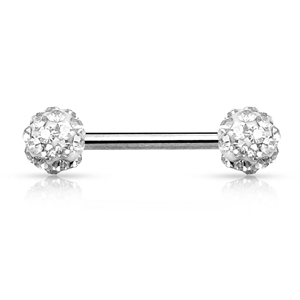 Pair of CZ Ferido Ball Barbell Nipple Rings - Image 3