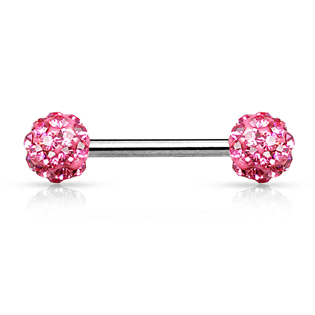 Pair of CZ Ferido Ball Barbell Nipple Rings - Image 4
