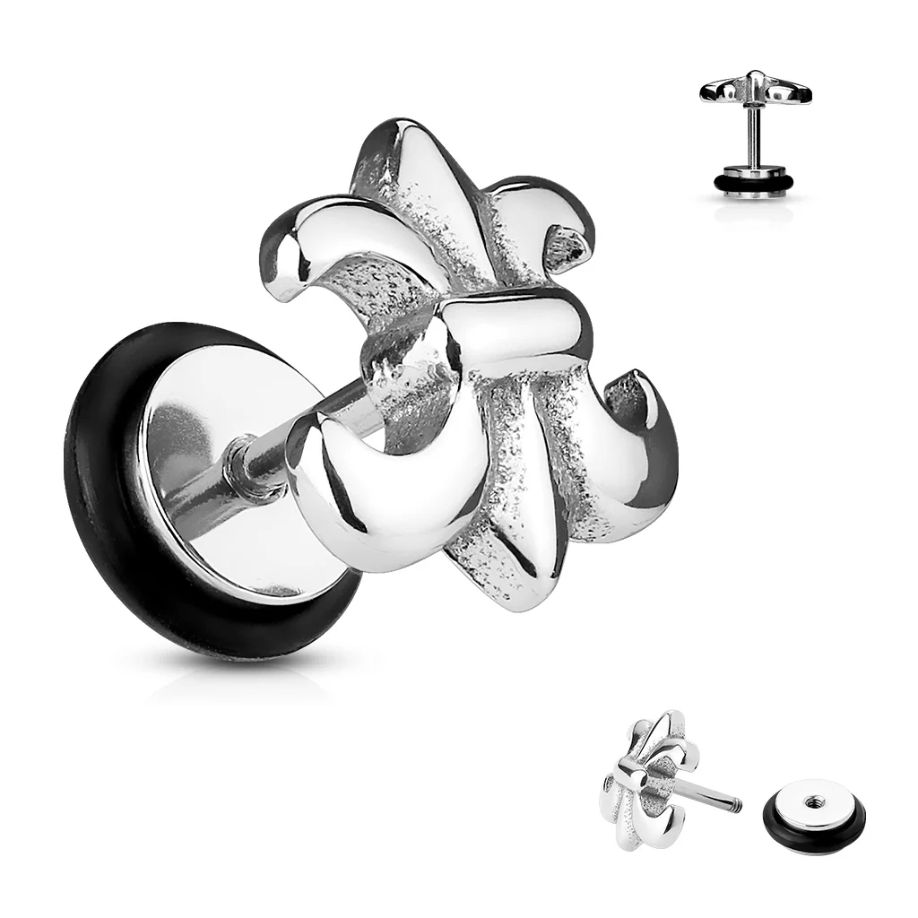 Pair Of Fleur De Lis 16Gauge Surgical Steel Fake Ear Plugs - Image 3
