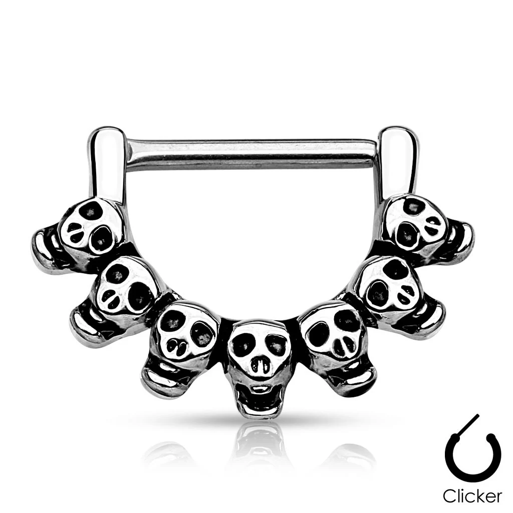 Pair of Lined Skull 316L Surgical Steel Nipple Clicker - Image 3