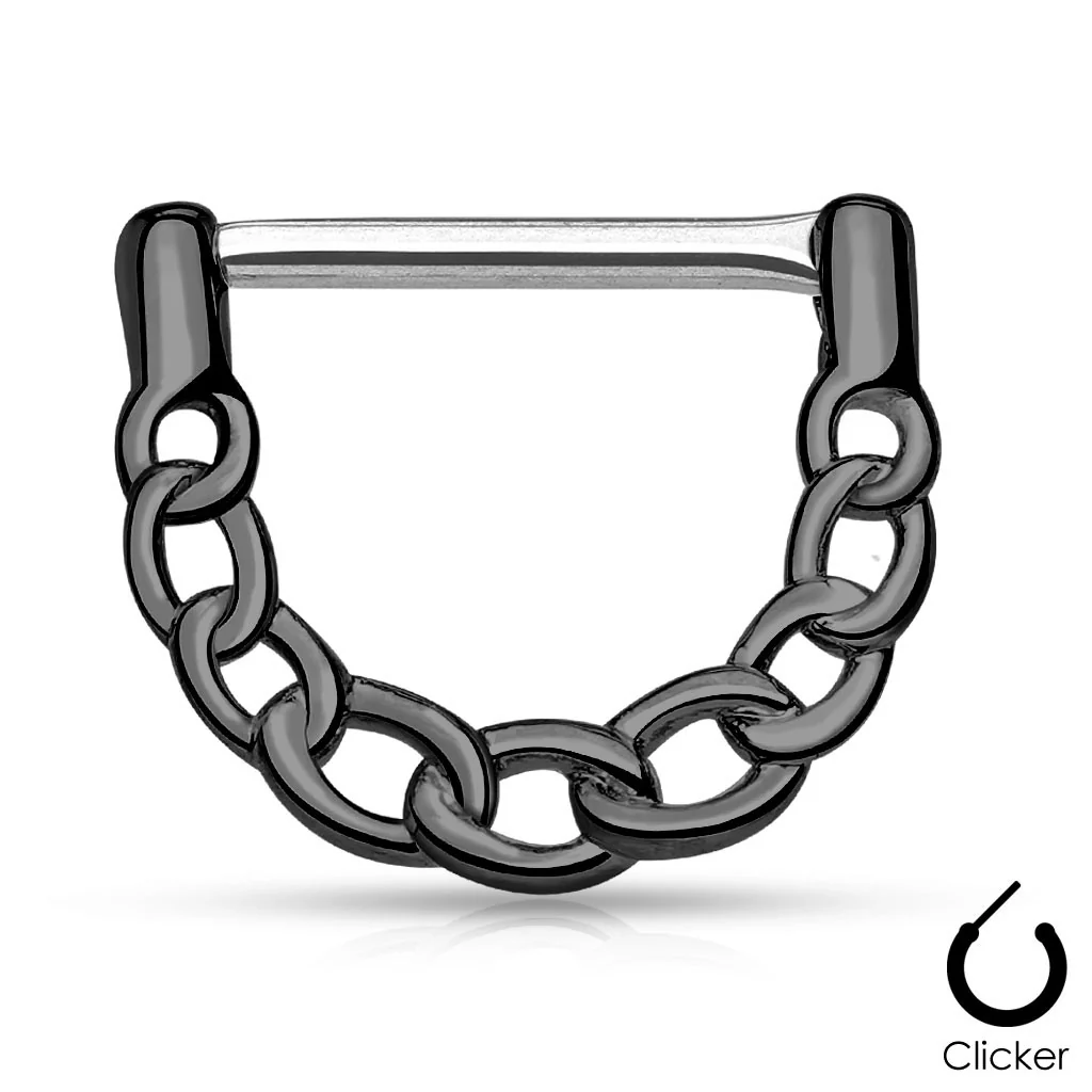Pair of Linked Chain Design 316L Surgical Steel Nipple Clicker - Image 3