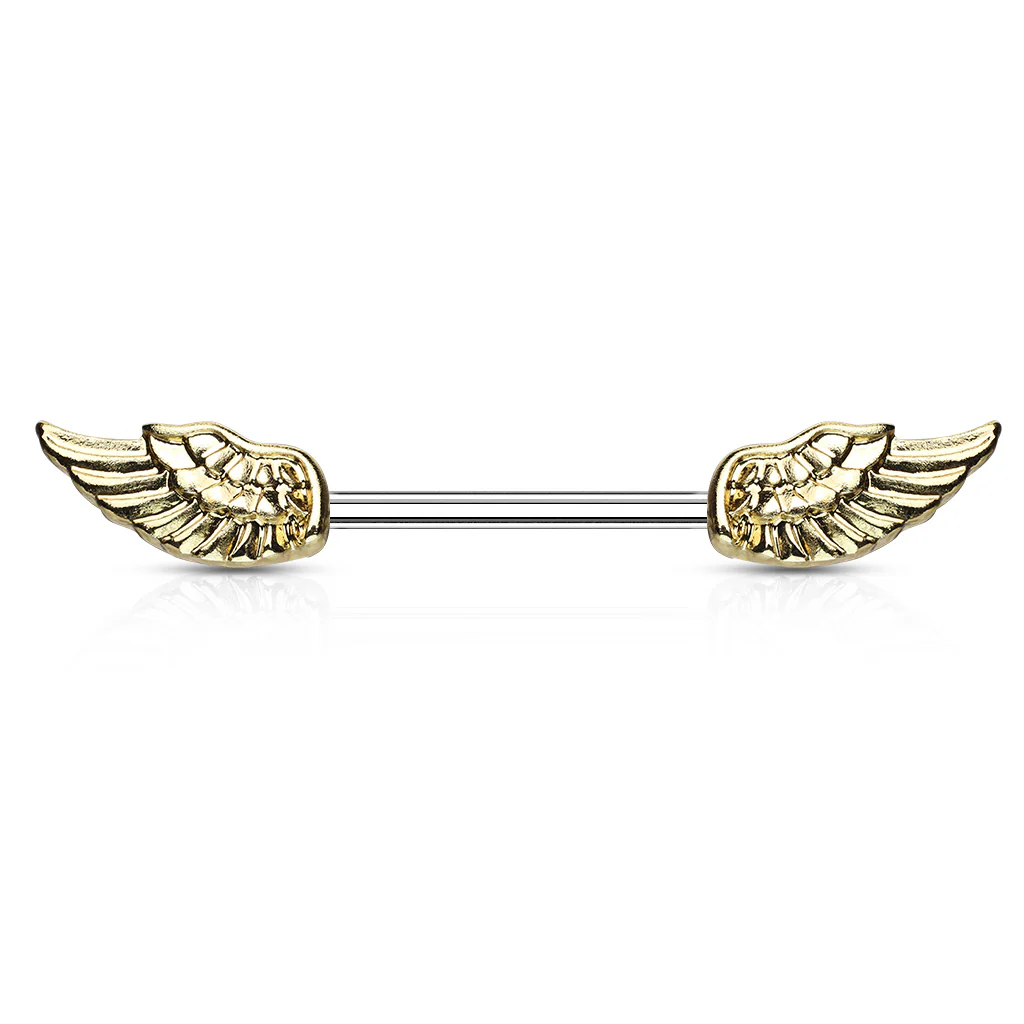 Pair of Angle Wing 316L Surgical Steel Barbell Nipple Rings - Image 3