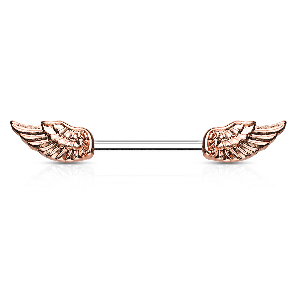 Pair of Angle Wing 316L Surgical Steel Barbell Nipple Rings - Image 4