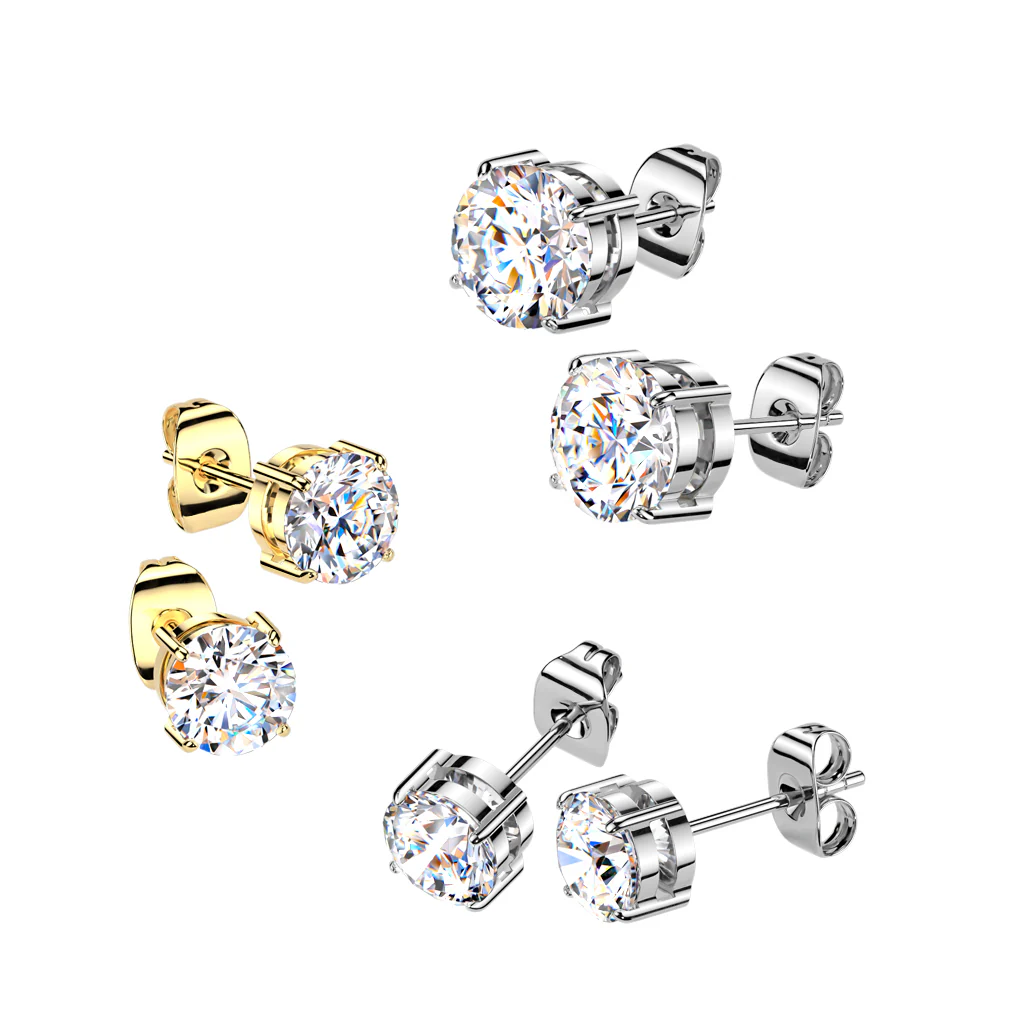 Pair of Titanium Prong Set Moissanite Earring Studs 2ct./pair and 4ct./pair - Image 3
