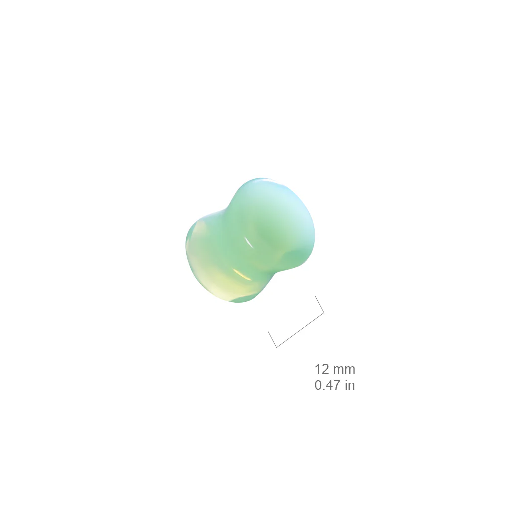 Pair Green Opalite Glass Double Flare Ear Plugs - Image 3