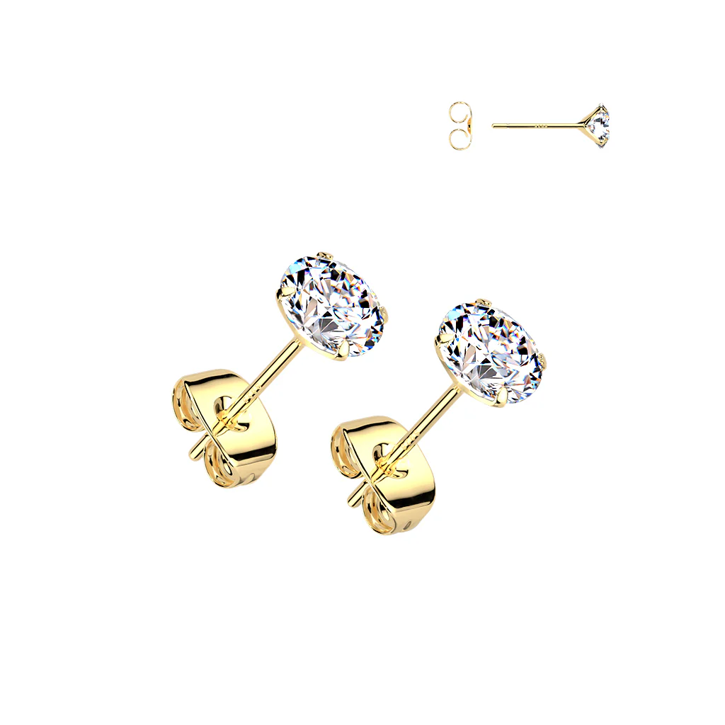 Pair Round CZ .925 Sterling Silver Martini Stud Earrings - Image 2
