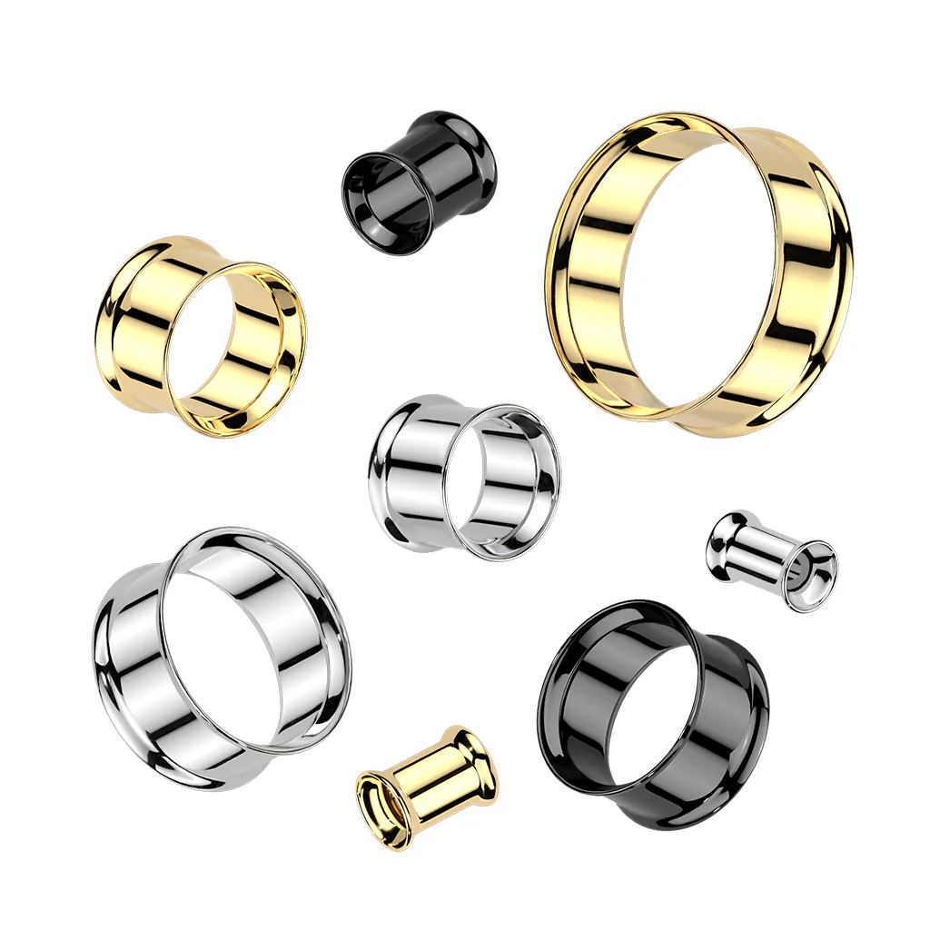 Pair Titanium Double Flare Flesh Tunnel Plugs