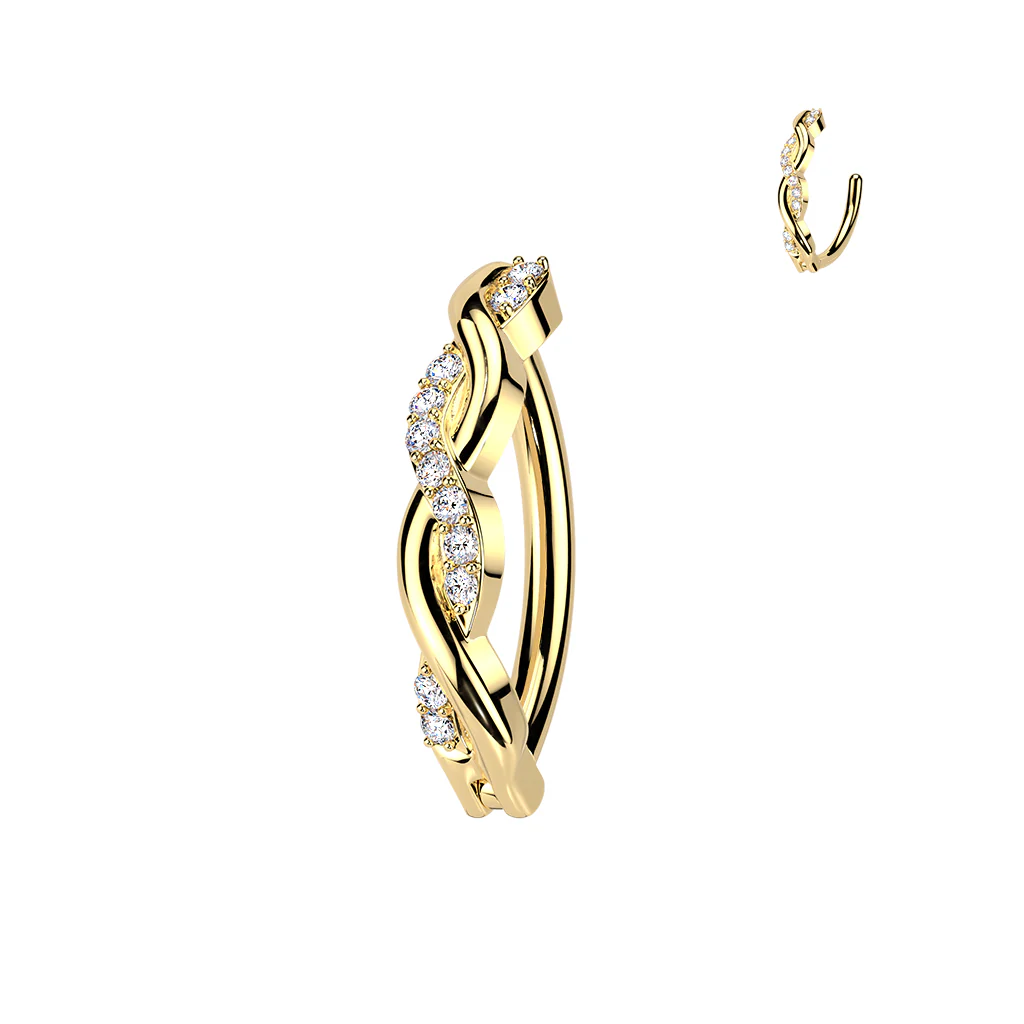 Paved CZ Twist Hinged Comfortable Belly Button Ring