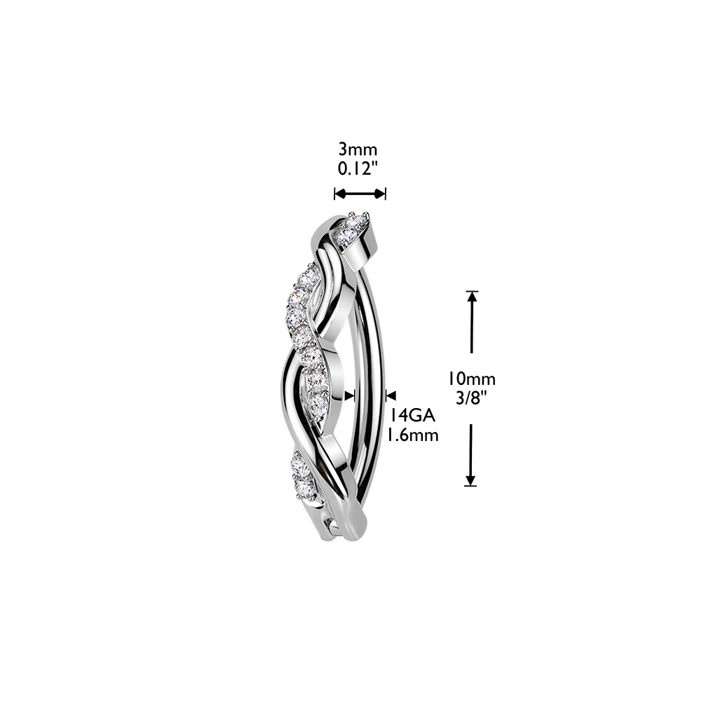 Paved CZ Twist Hinged Comfortable Belly Button Ring - Image 4