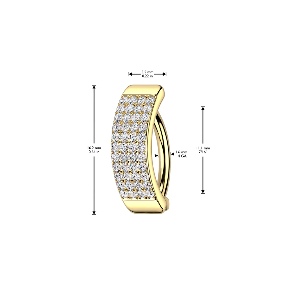 Paved Multi Line Pave CZ Hinged Comfortable Belly Button Ring - Image 4