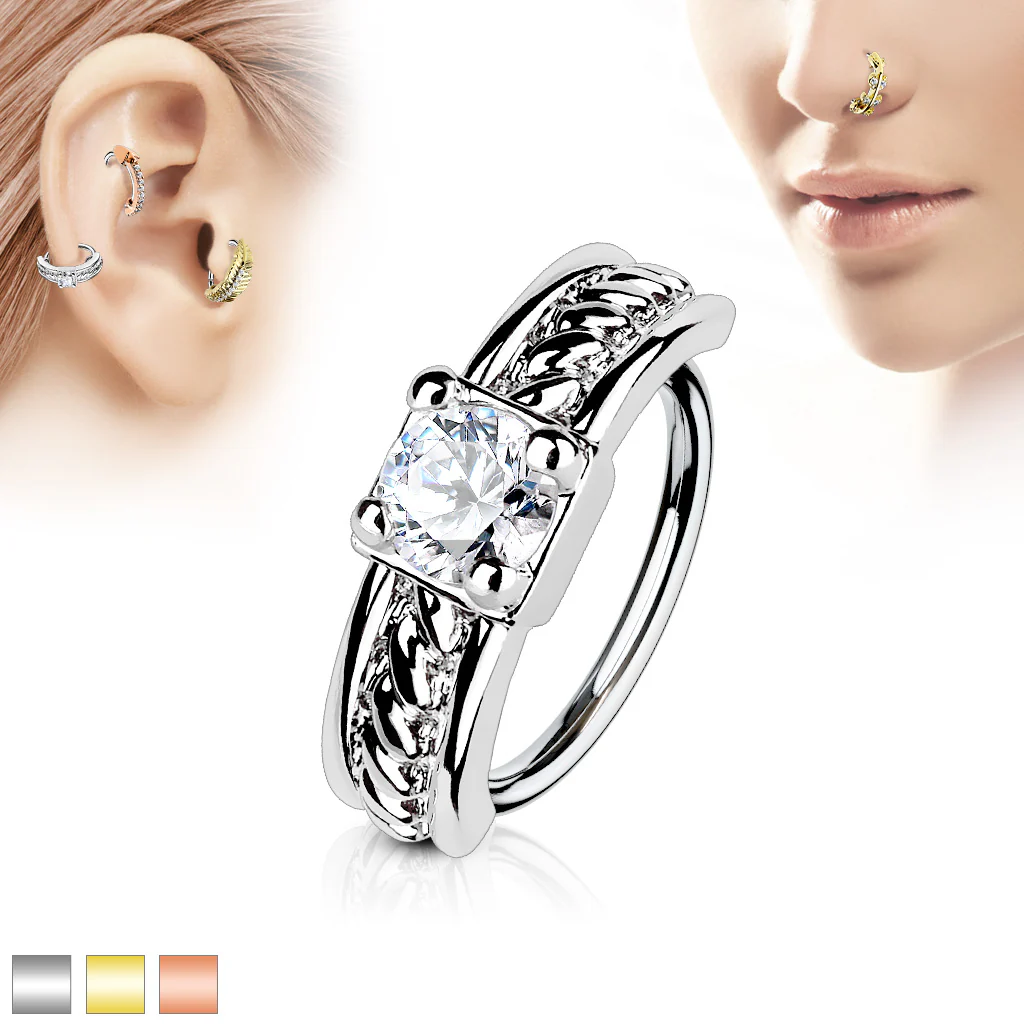 Prong CZ Ear Cartilage Daith Tragus Helix Earrings Hoop Nose Rings
