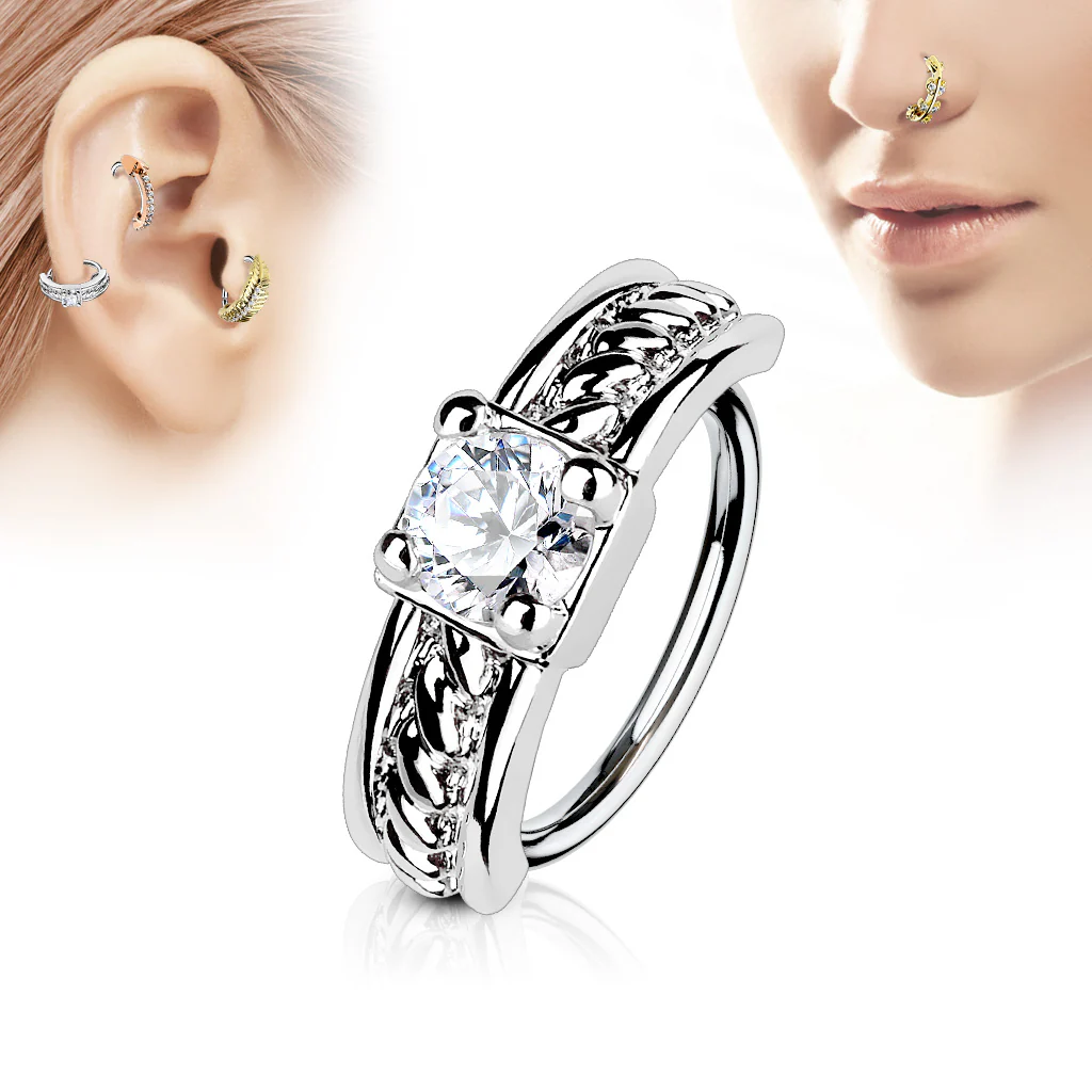 Prong CZ Ear Cartilage Daith Tragus Helix Earrings Hoop Nose Rings - Image 2