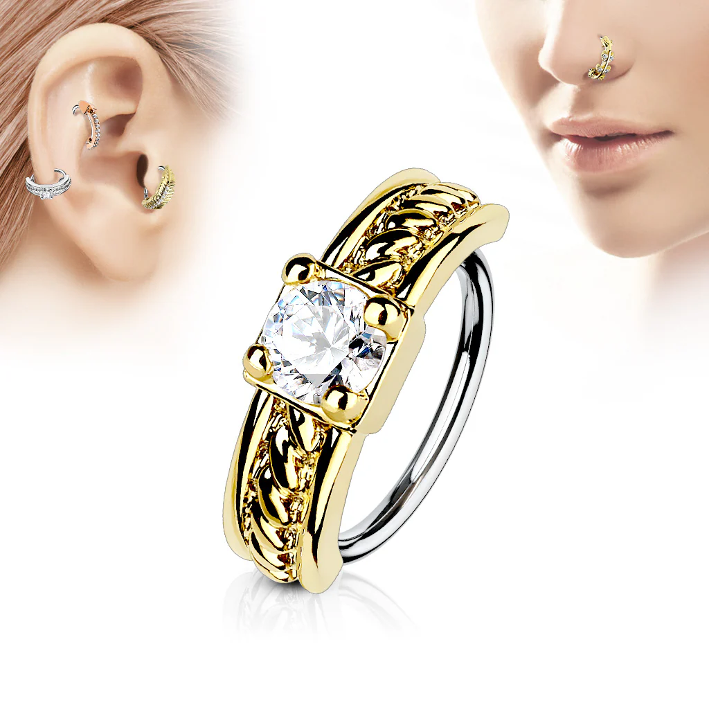 Prong CZ Ear Cartilage Daith Tragus Helix Earrings Hoop Nose Rings - Image 3