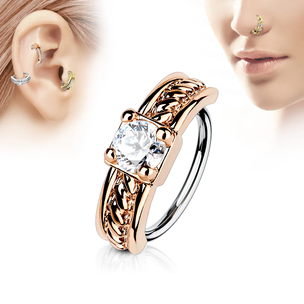 Prong CZ Ear Cartilage Daith Tragus Helix Earrings Hoop Nose Rings - Image 4