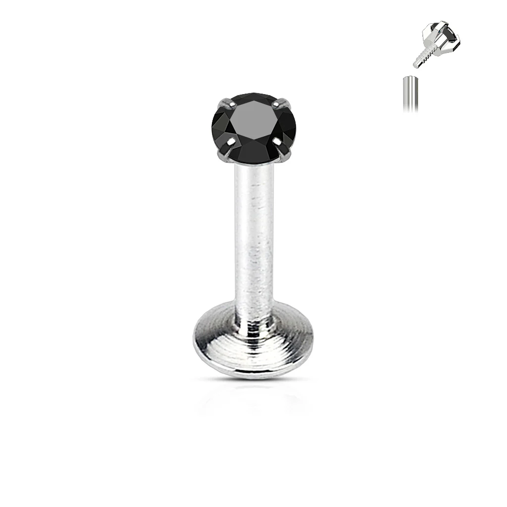 Prong Set Round 2 mm CZ Surgical Steel Lip Labret Cartilage Helix Conch Piercing 16G - Image 4