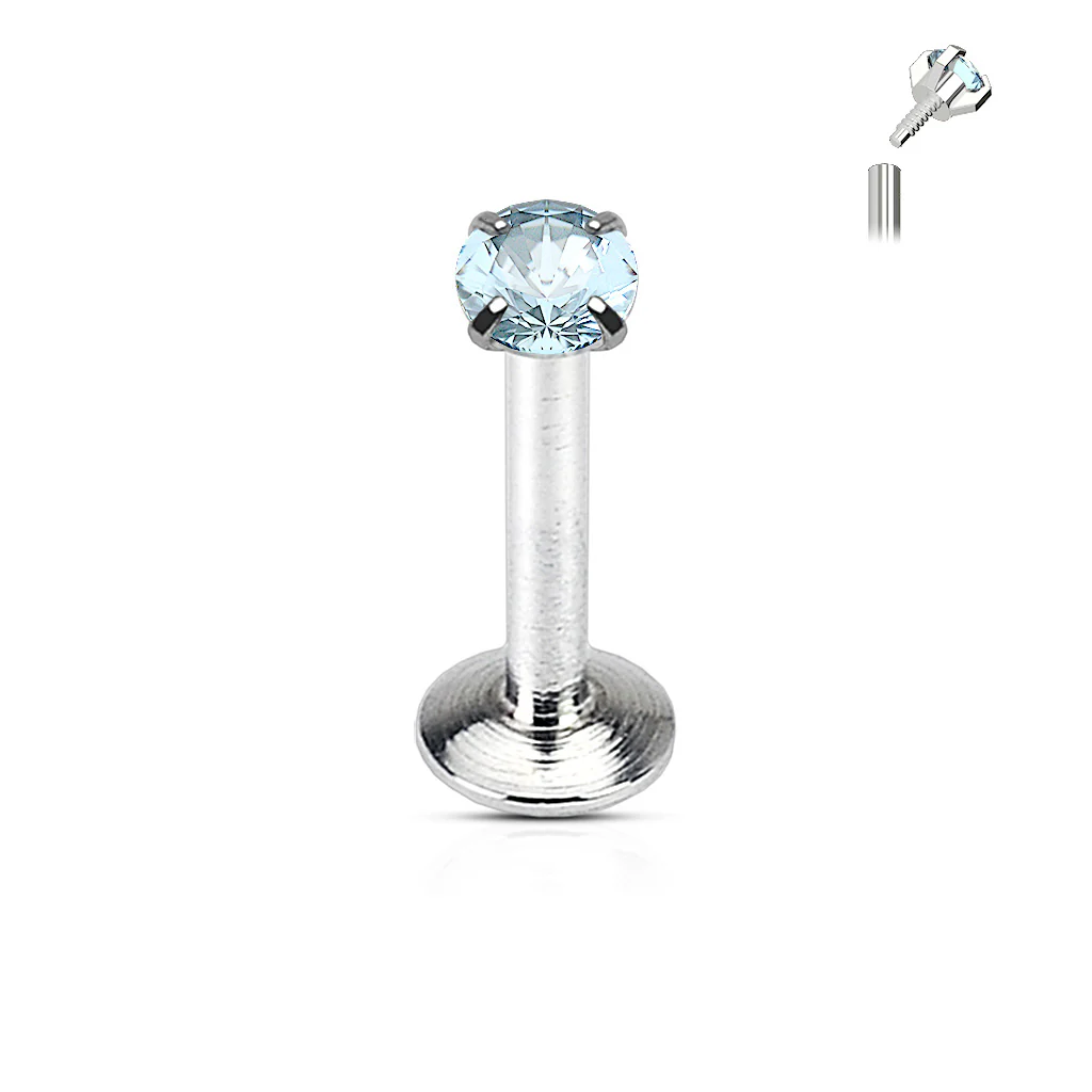 Prong Set Round 2 mm CZ Surgical Steel Lip Labret Cartilage Helix Conch Piercing 16G - Image 5