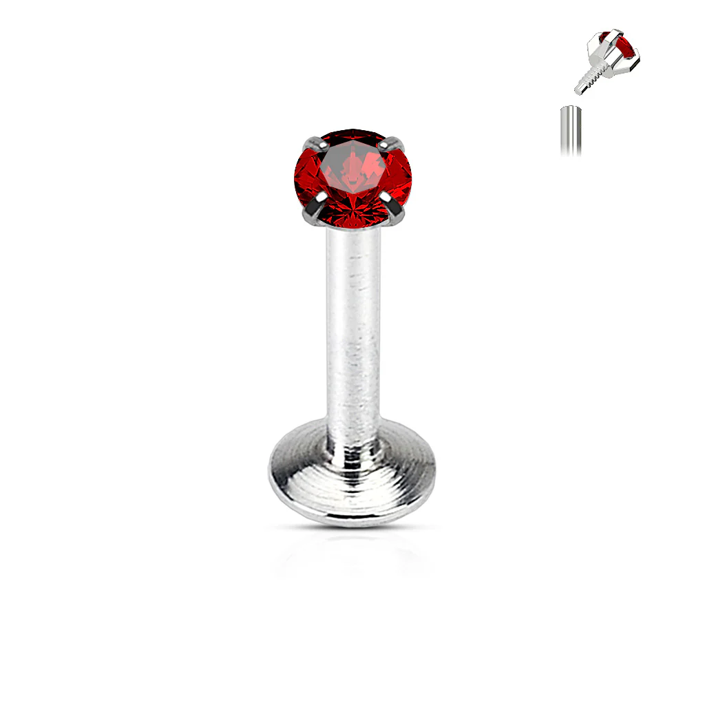 Prong Set Round 2 mm CZ Surgical Steel Lip Labret Cartilage Helix Conch Piercing 16G - Image 7