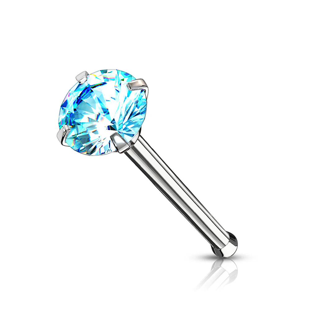 Prong Set Round CZ Top 316L Surgical Steel Nose Bone Stud Rings - Image 4