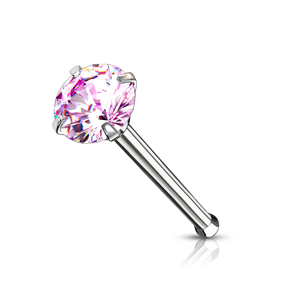 Prong Set Round CZ Top 316L Surgical Steel Nose Bone Stud Rings - Image 5
