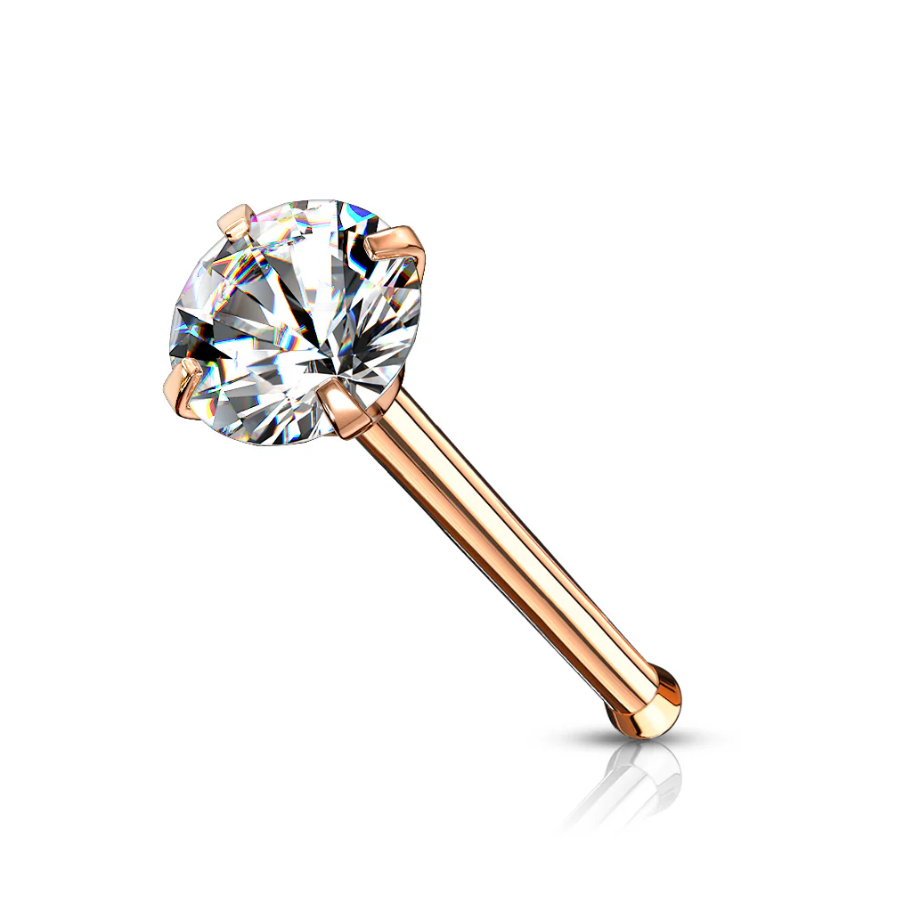 Prong Set Round CZ Top 316L Surgical Steel Nose Bone Stud Rings - Image 6