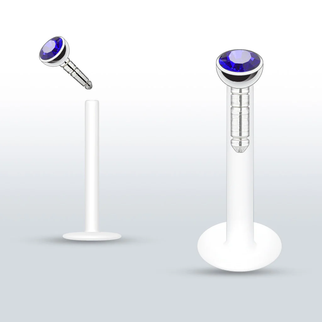 PTFE Flex Push-in Labret/Monroe W/Press Fit Gem Stone - Image 11