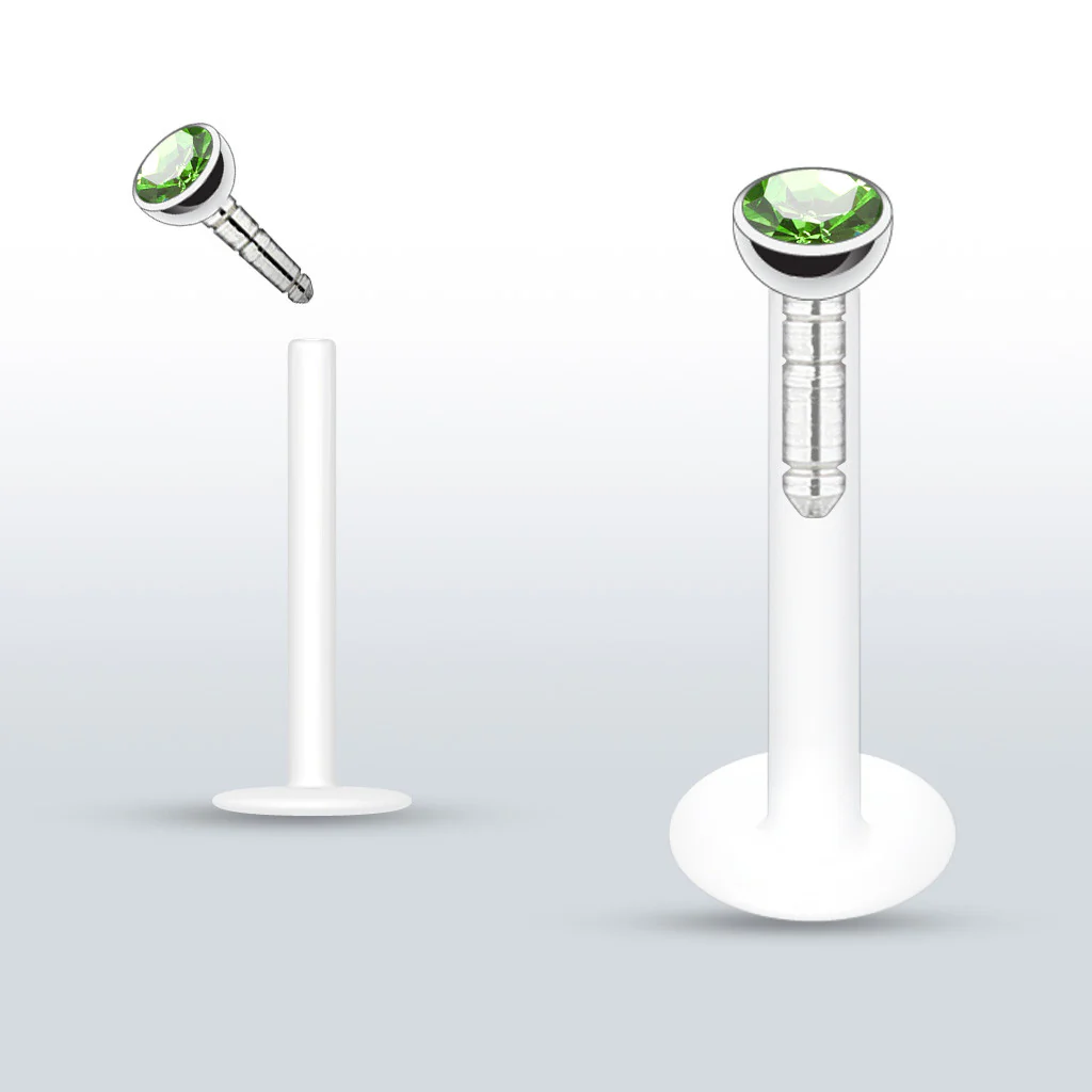 PTFE Flex Push-in Labret/Monroe W/Press Fit Gem Stone - Image 5
