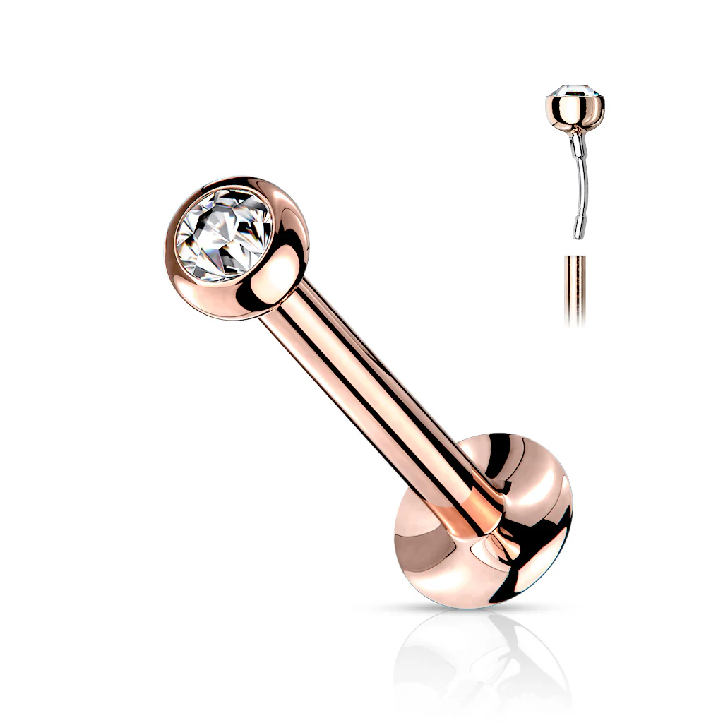 Push In Jeweled Ball Top Threadless Labret, Monroe, Flat Back Stud. - Image 5