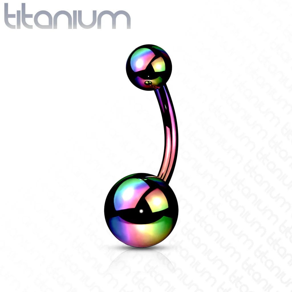 PVD Over Titanium Navel Ring with Plain Balls - Image 5