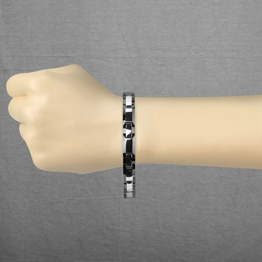 Rectangle Black Titanium Edge 2 Tone Tungsten Carbide Link Bracelets - Image 2