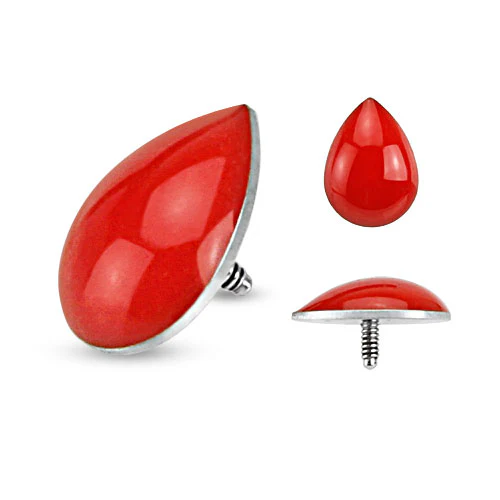 Red Blood Drop 316L Surgical Steel Dermal Anchor Top