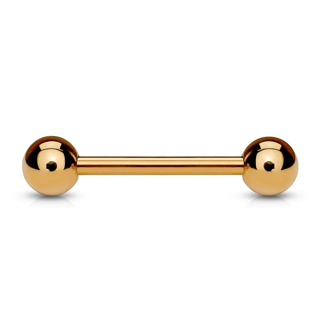 Rose Gold Plated Over Surgical Steel Barbell Tongue Rings 14GA