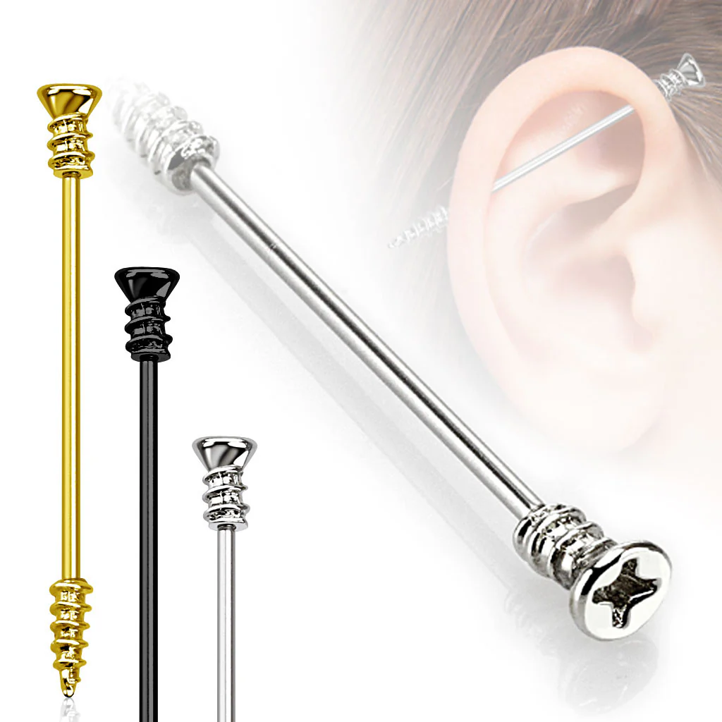 Screw Industrial Barbell 316L Surgical Steel