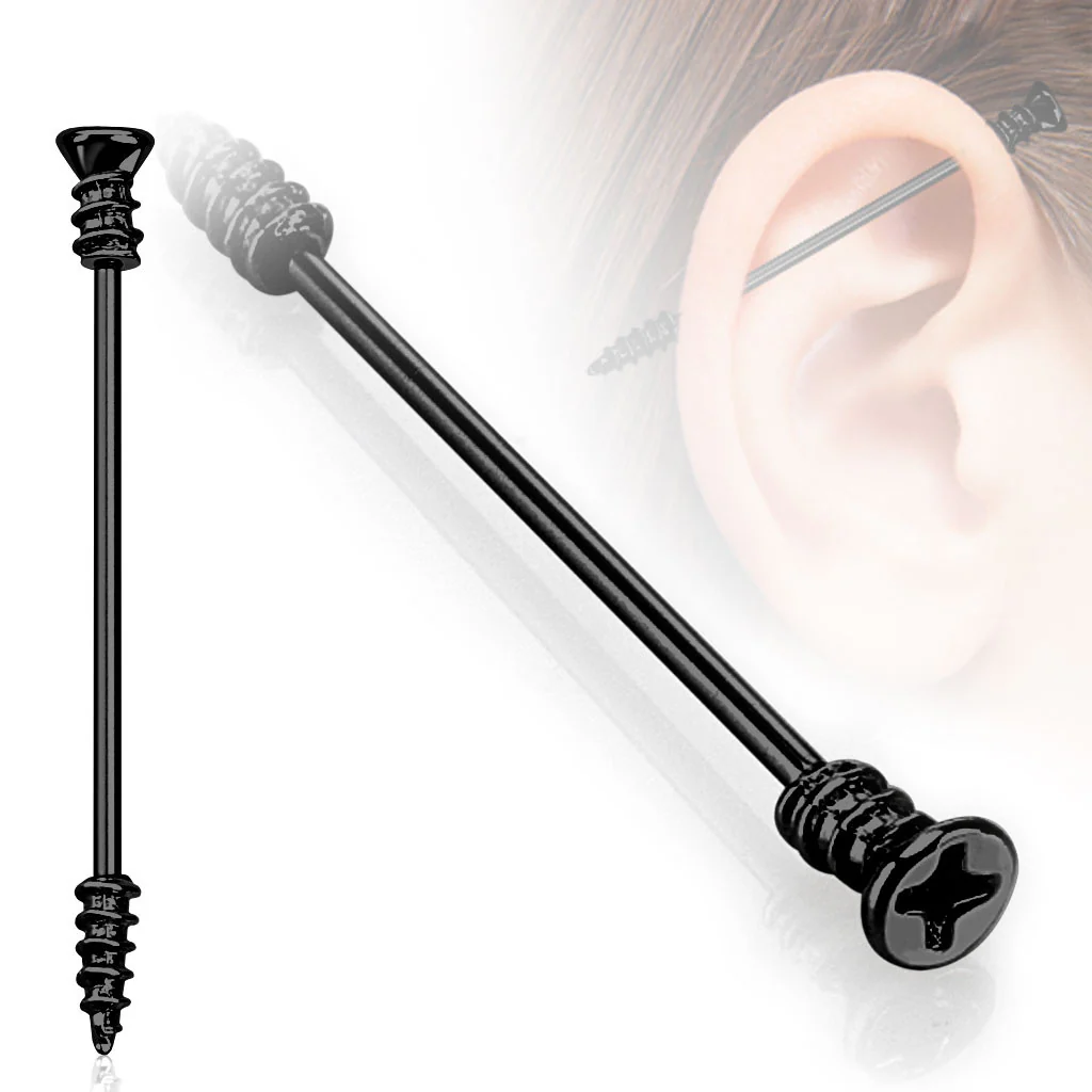 Screw Industrial Barbell 316L Surgical Steel - Image 3