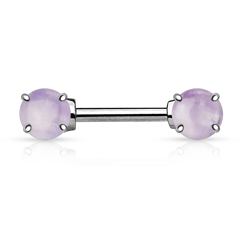 Pair of Semi Precious Stone Barbell Nipple Rings - Image 2