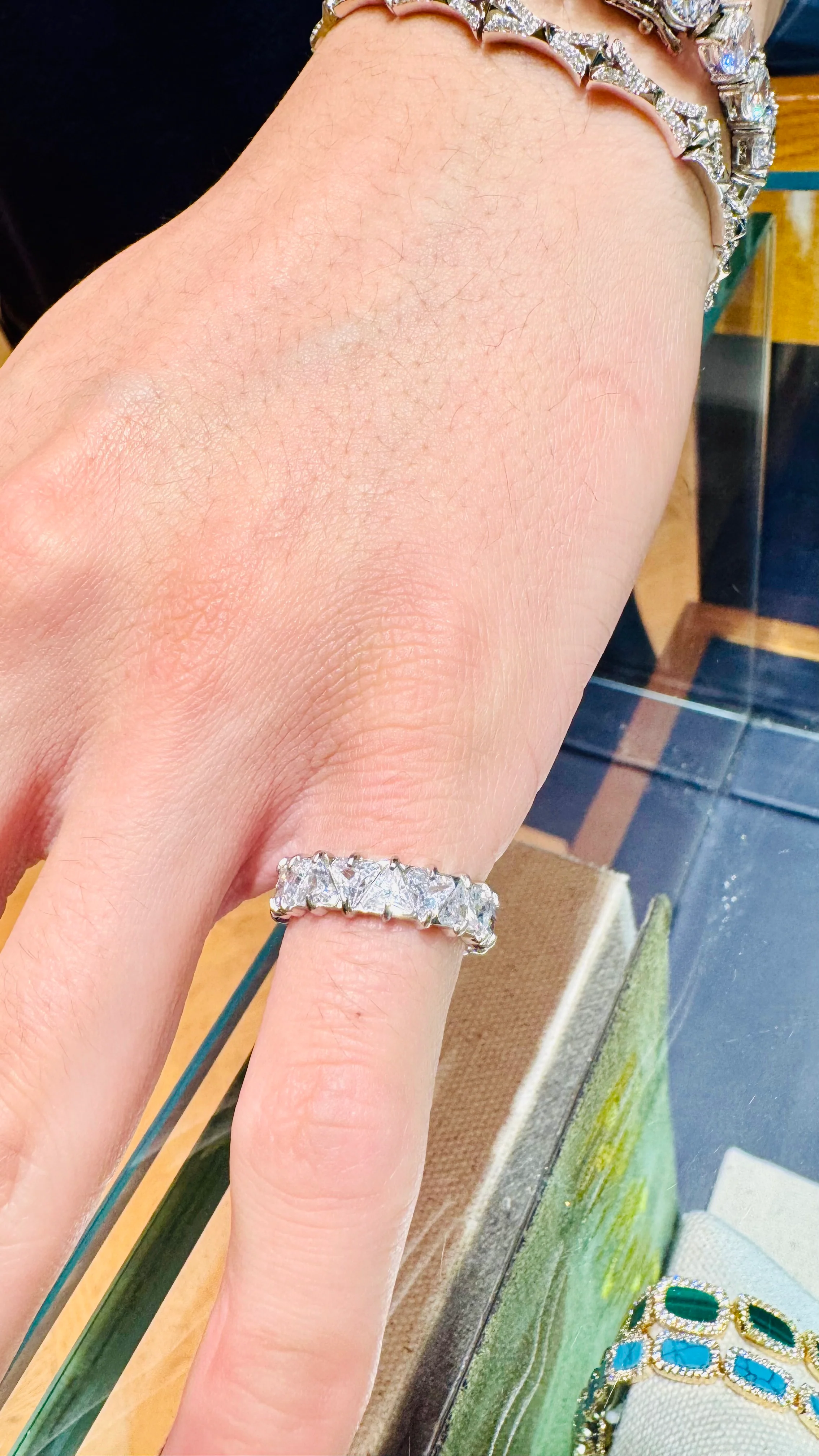Shiny Triangle 6mm CZ Eternity Stainless Steel Ring - Image 3