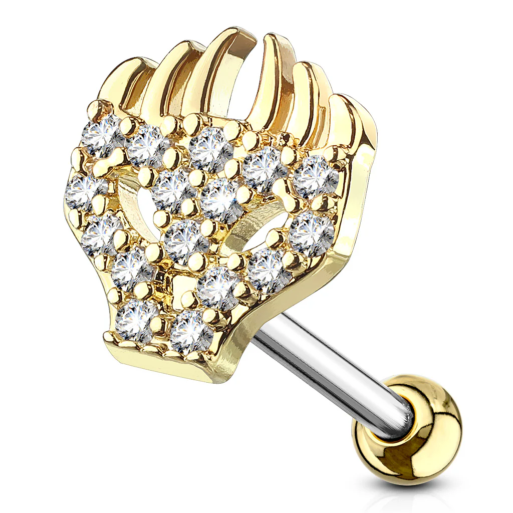 Skull CZ Top Ear Cartilage Daith Helix Tragus Barbell Stud - Image 3