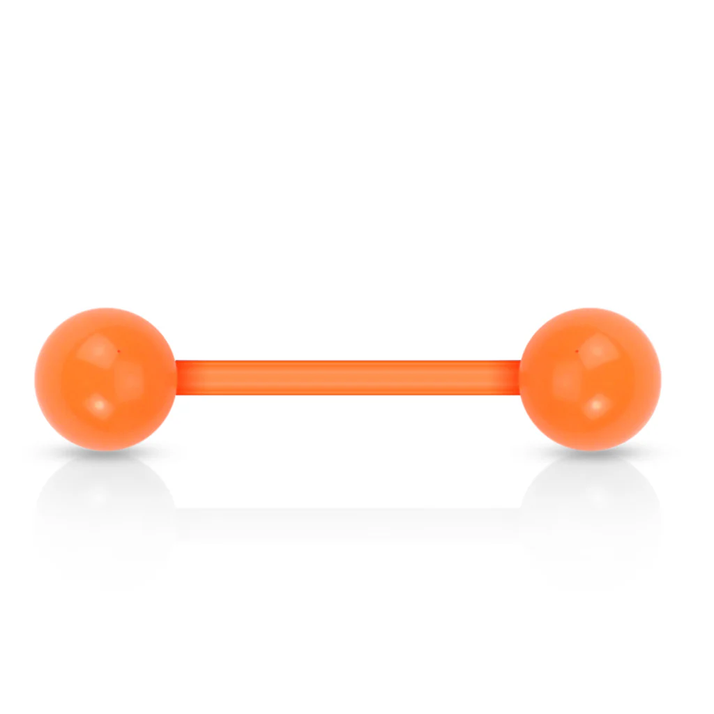 Solid Acrylic Ball BioFlex Flexible Barbell Tongue Rings Nipple Rings - Image 2