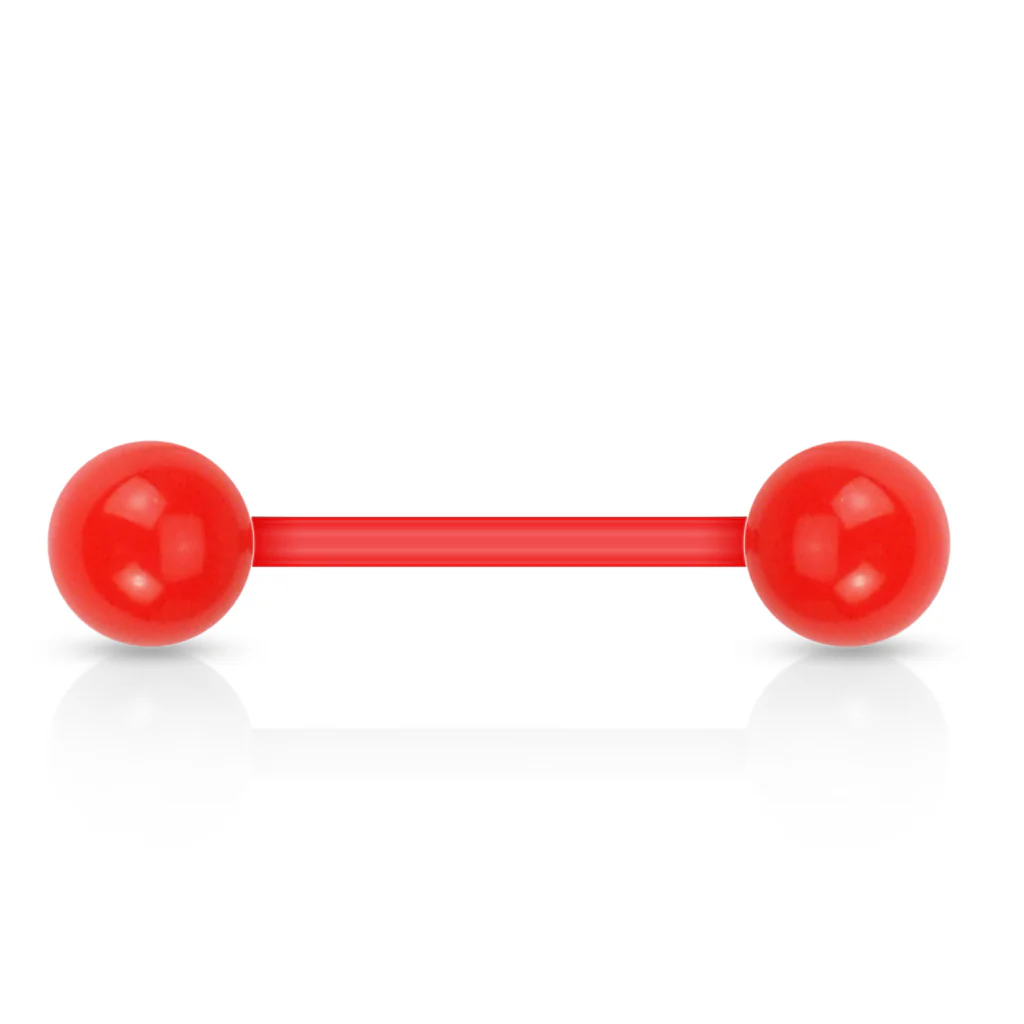 Solid Acrylic Ball BioFlex Flexible Barbell Tongue Rings Nipple Rings - Image 4