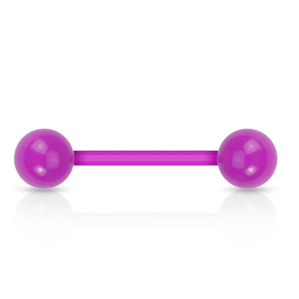 Solid Acrylic Ball BioFlex Flexible Barbell Tongue Rings Nipple Rings - Image 6