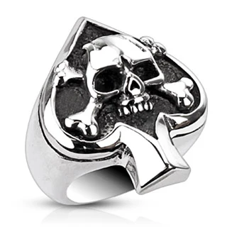 Spade Ace Crossbone Death Skull Cast Biker Stainless Steel Rings
