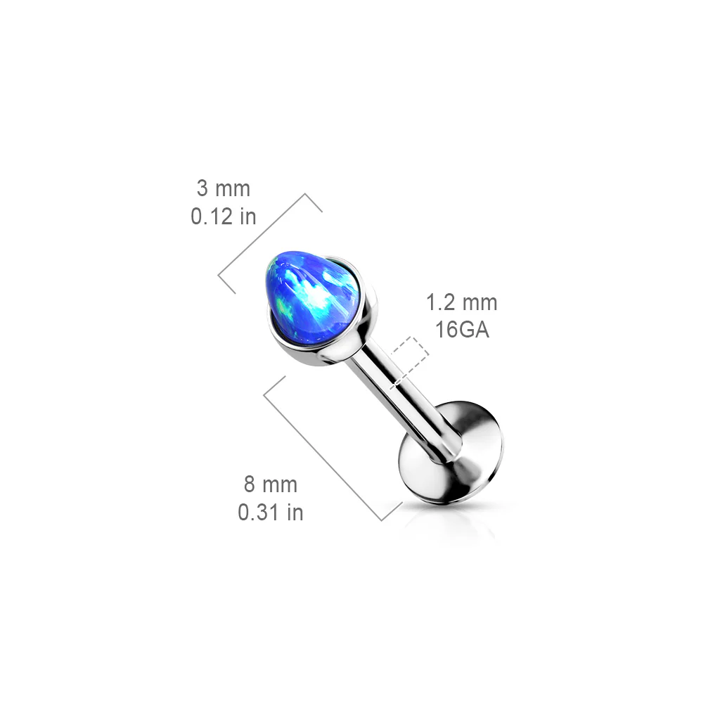 Spike Opal Top Lip Labret Stud For Chin Ear Cartilage Helix 16G - Image 4
