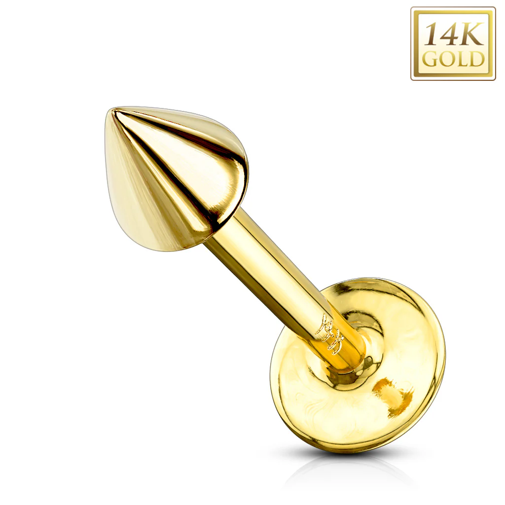 14K Solid Gold Spike Top Labret Monroe Stud - Image 4