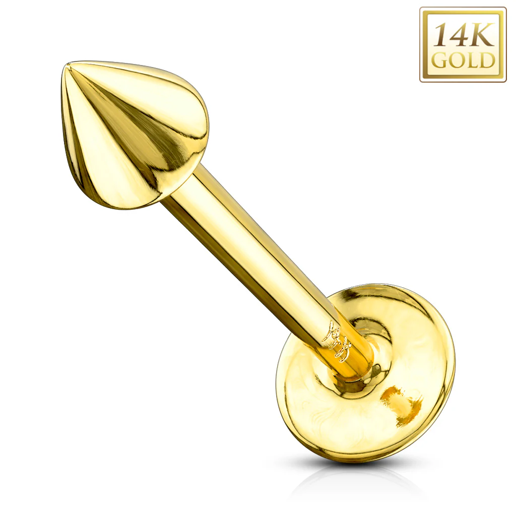 14K Solid Gold Spike Top Labret Monroe Stud - Image 5