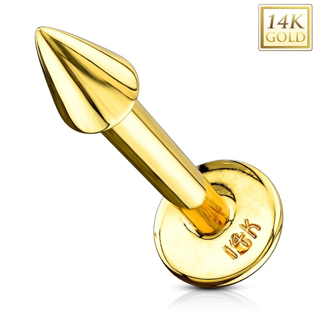 14K Solid Gold Spike Top Labret Monroe Stud - Image 6
