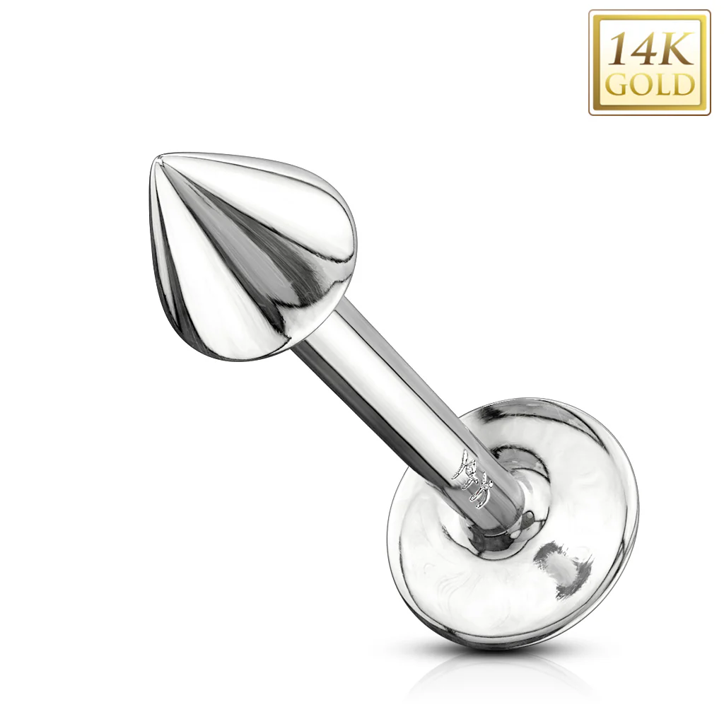 14K Solid Gold Spike Top Labret Monroe Stud - Image 7