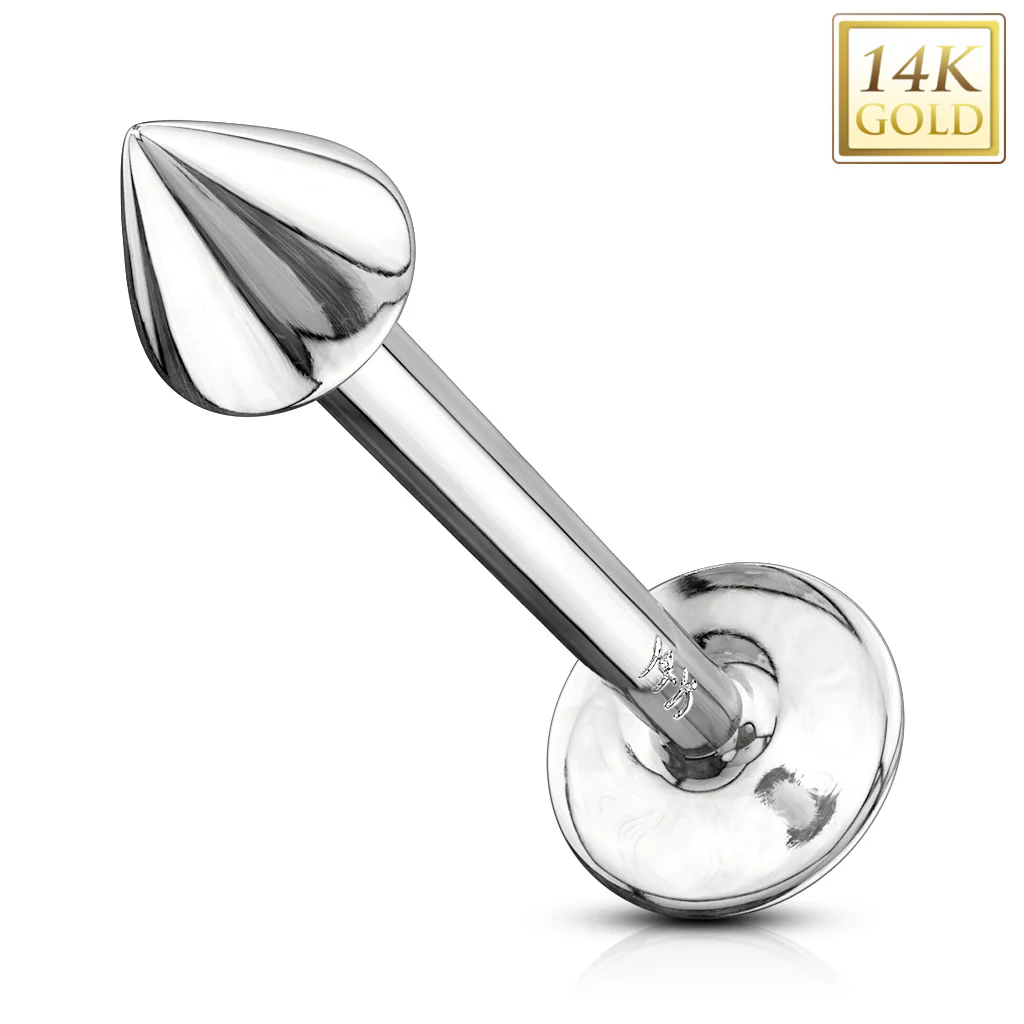 14K Solid Gold Spike Top Labret Monroe Stud - Image 8