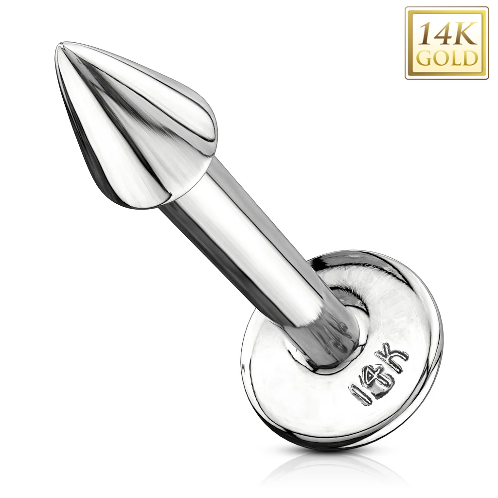 14K Solid Gold Spike Top Labret Monroe Stud - Image 9