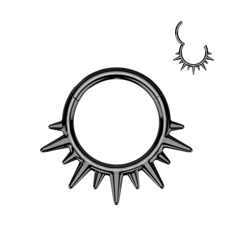Spikes Hinged Segment Hoop Ring for Nose Ear Lobe Helix - Image 3